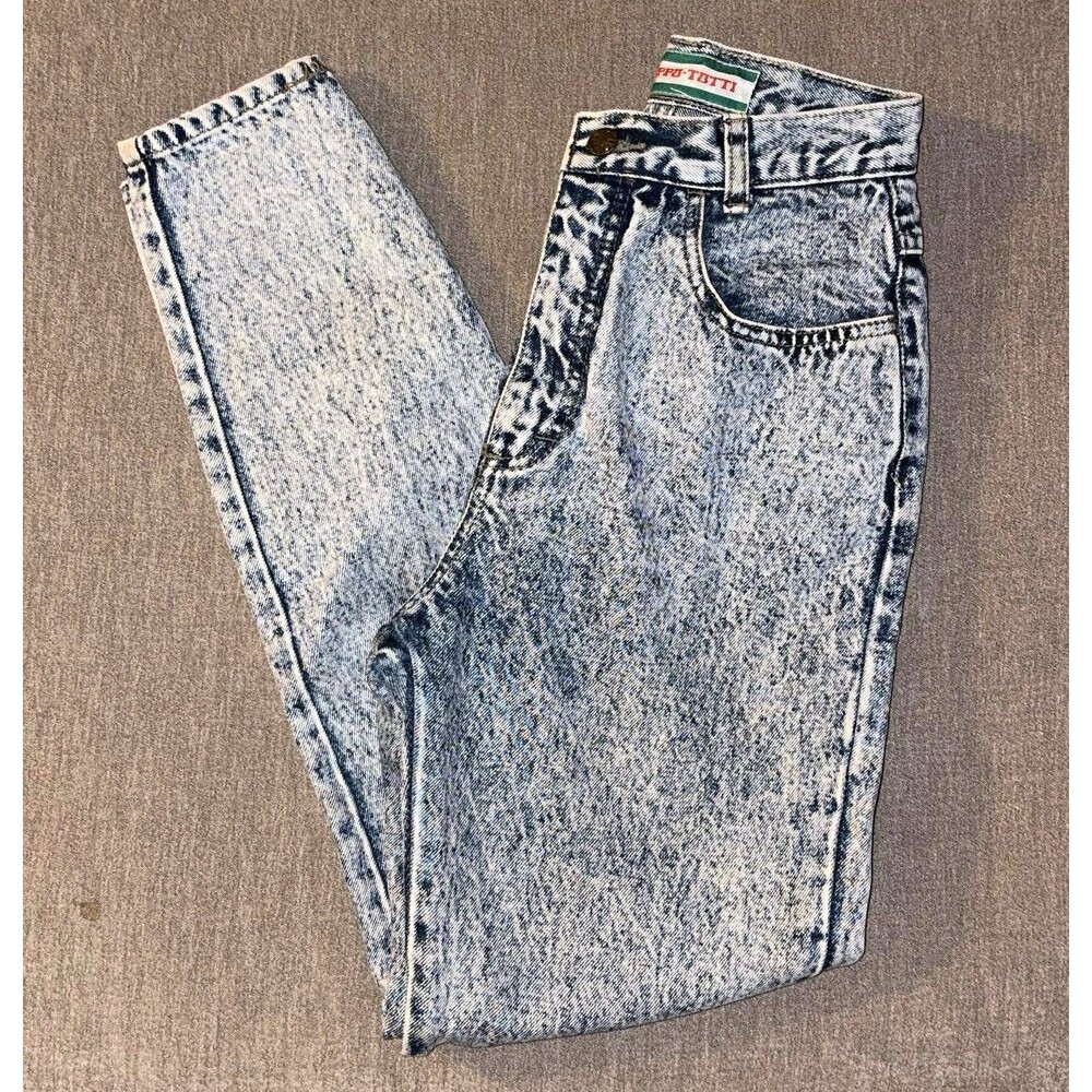Vintage Filippo-Tutti Women’s Blue Acid Wash Skinny Denim Jeans Size 4 Lace-Up